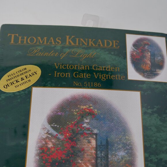 NEW Thomas Kinkade Victorian Garden Iron Gate Vignette Counted Cross Stitch Kit - Picture 2 of 4